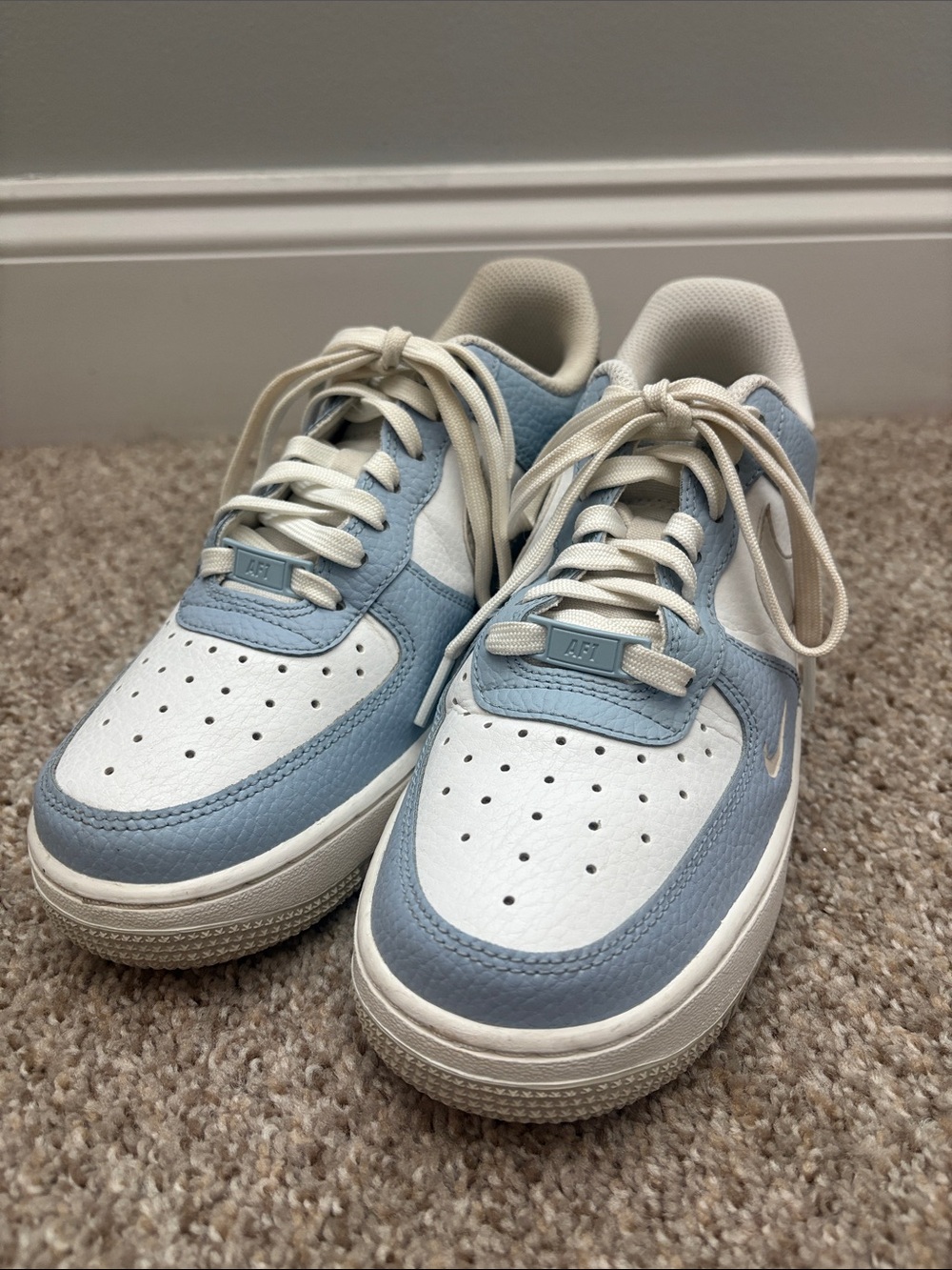 Nike Air Force 1 Low in White and Light Blue